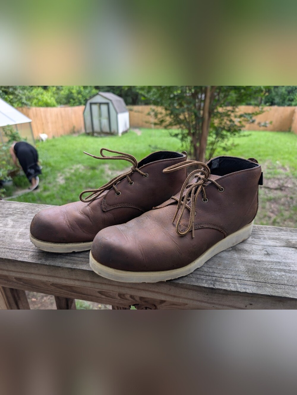 Danner Brown Leather Chukka Boots with White Soles